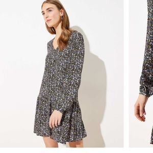 Loft Floral Button Flippy Dress